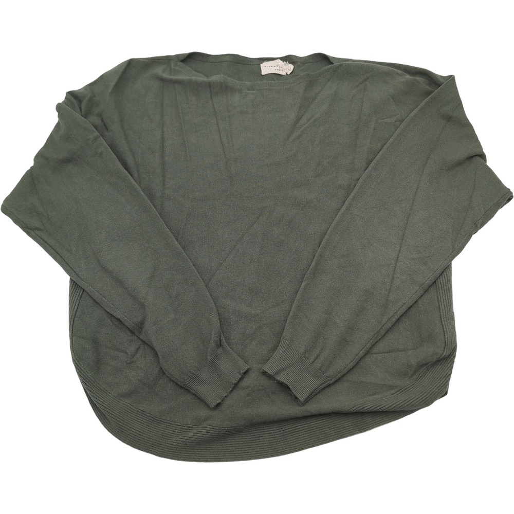 Dreamers by Debut Olive Green Boat Neck High Low Knit Sweater SM T5982-R